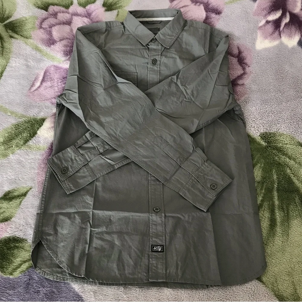 Long Sleeve Casual Button Down Shirt in Graphite Gray Color
